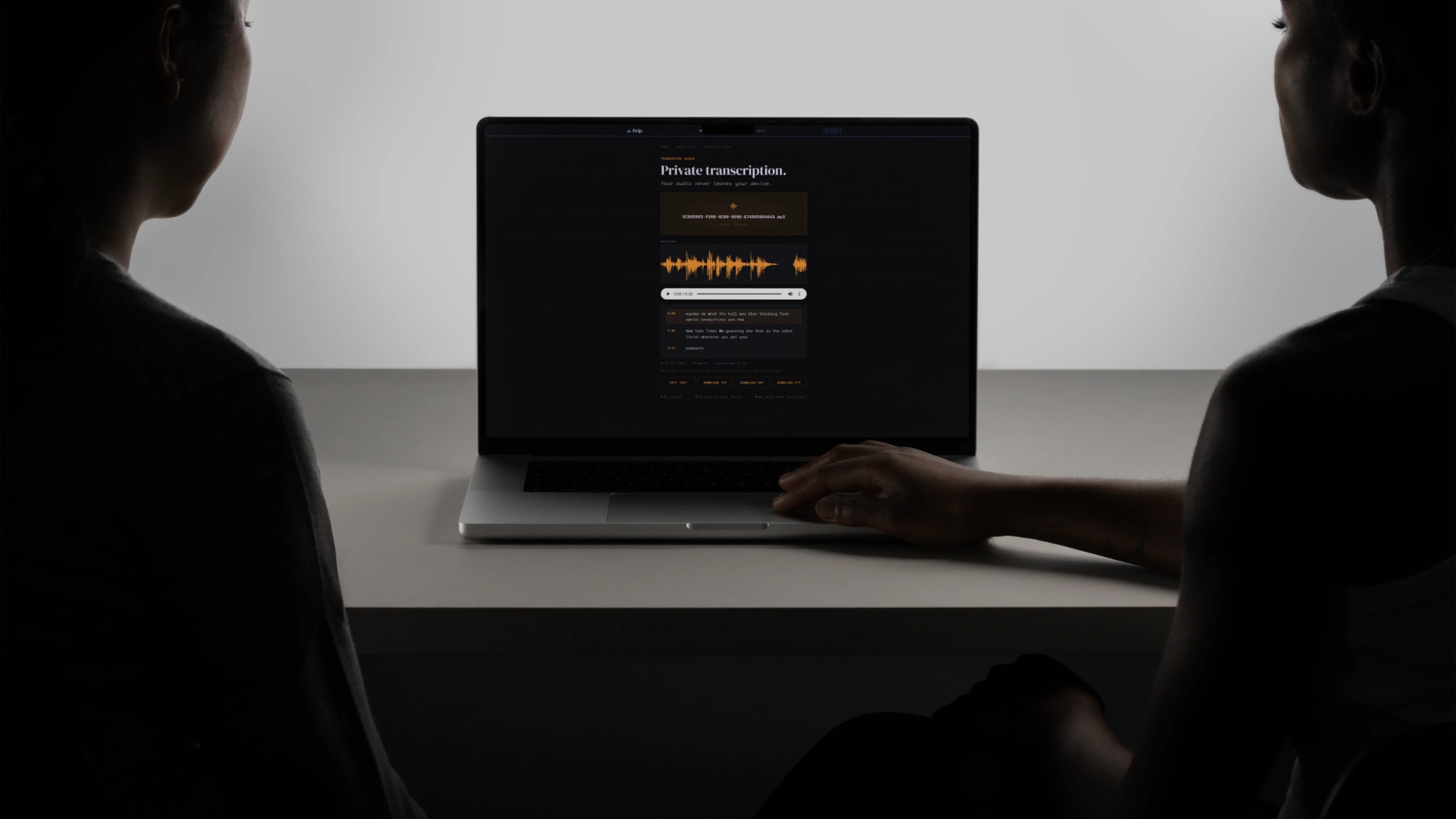 Private AI transcription.